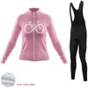 Kvinnor Cykling Winter Thermal Long Jersey Set Female Bike Outfit MTB Suit Pink Bicycle Clothing Ropa Ciclismo Mujer Invierno Racing Set