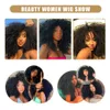 16 -дюймовые короткие афро извращенные вьющиеся парики с челкой для чернокожих женщин. Блондинка Смешанная коричневая синтетический косплей Африканский парик