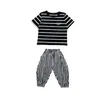 Kids Fashion Striped Hip Hop Clothing Running T Shirt Top Casual Harem Pants Waistcoat For Girls Boys Jazz Dance Costume Clothes Stage Wear