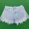 IEQJ Printemps Été Shorts Denim Patchwork Gland Brut Taille Haute Cowboy Streetwear Femmes Mode AH03605XL 210719