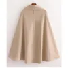 Women's Trench Coats Women's Solid Color Loose Cape Coat Vintage V Neck Female Outerwear Chic Single Breasted Long 2022 Autumn Winter