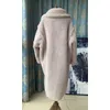 Ladies Teddy Bear Fur Outerwear Camel Wool Loose Winter Warm Thick Medium Length Cashmere High-end Overcoat For Women 211018