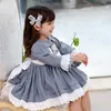 Niñas españolas lolita vestidos bebé princesa vestidos niños cumpleaños bautismo vestido gris niños boutique ropa 210615