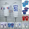 Maillot Domicile Retro Baseball 1982 et 2000 27 GUERRERO 8 CARTER 51 JOHNSON 49 CROMARTIE BLANC ROUGE