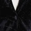 Mesh Patchwork Diamonds Blazer dla kobiet V Neck Długi rękaw Plus Size Black Kurtki Kobiet Jesień Moda 210524