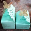 Present Wrap 10st / Lot Golden Hollow Butterfly Candy Bag Box Package Wedding Favor Boxes Tack Birthday Party Väskor