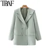 Traf女性のファッション二重抽選Blazersコートビンテージセーラーカラー長袖の女性の上着シックなベスのフェムメ210415