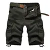 Sommar Mäns Baggy Multi Pocket Militär Cargo Shorts Male Khaki Mens Taktiska Korta Byxor 29-44 Inget bälte