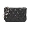 Portamonete Moda Pelle di agnello Vintage Coin Diamond Lattice Zipper Wallet Mini Business Card Zero Purse Zip Pouch