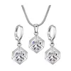 Conjuntos de jóias Crystal Womens colares de prata de ouro banhado a duas peças conjunto oco pequeno zircão cubo colar brincos para senhora diamante moda