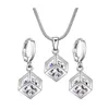 Ensembles de bijoux Colliers pour femmes en cristal Or plaqué argent deux pièces ensemble évidé petit collier de cube de zircon Boucles d'oreilles pour dame Mode diamant