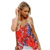 Oufisun Lato Cami Kobiety Sexy Bez Rękawów V-Neck Kwiaty Drukuj Patchwork Luźne Dorywczo Wewnątrz Wear Club Party Top Camisole 210517