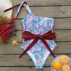 New Sexy One Piece Swimsuit One Shoulder Strappy Swimsuit Print Swimwear Women Backless Bathing Suit Beachwear Monokini 1104 Z2