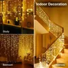 Christmas Lights Outdoor Street Garland On The House Icicle Curtain Light 3/4M EU Plug Waterproof Connecter for Yard Decoration 211109