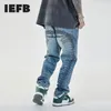 IEFB Streetwear Spring Summer Trend Black Jeans Bone Print Light Medium Waist Straight Denim Causal Pants 9Y7101 210524
