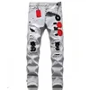 20ss Pantalones para hombre skinny jeans stickers light wash ripped Long blue motorcycle rock revival joggers true religions hombres