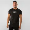 Compressione Quick dry T-shirt Uomo Running Sport Skinny Short Tee Shirt Uomo Fitness Bodybuilding Allenamento Top bianco Abbigliamento da palestra 210421