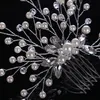 Headpieces Female Wedding Accessories Silver Pearl Crystal Bride Bodband Flower Hair Band Kvinnor Brudhårsmycken