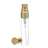 Limpar garrafas de pulverização de vidro âmbar 5ml com tampas claras de prata de ouro para perfume cosméticos com atomizador de pulverizador de névoa fina