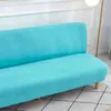 Sky Blue Solid Color Folding Sofa Bed Cover Without Armrest Spandex Elastic Decorative Seat Furniture CouchCover for Living Room 211116