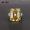 OEVAS 100% S925 Sterling Silver Luxury Square Rose Jaune Blanc Diamant À Haute Teneur En Carbone Anneaux De Mariage Pour Les Femmes Party Fine Jewelry 220210