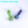 Factory Price Colored Silicone Hand Pipe Tobacco Smoking Pipes with glass bowl Herb Cigarette Filter Holder for oil rig