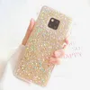 Luxury Glitter Bling Phone Fodraler för Huawei P40 P30 P20 Lite Pro Mate 30 20 Pro Lite Soft Epoxy Ljus glänsande baksida