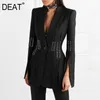 Gekerbte Hollow -out -Schnüre -Frauen Blazer Korean Koreett Taille Split Long Sleeve Casual Top Fashion Spring GX1070 210421