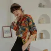 Camicetta per abiti da festa Camicetta da donna a maniche lunghe con stampa vintage da donna Primavera Nuova camicia da donna da spiaggia con bottoni oversize Blusas Top 210417