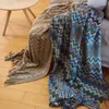 Retro Bohemian Knitted Blanket European American Sofa Warm Knee Blankets Room Decorative Shawl Drape 130*150CM