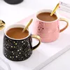 Canecas Caneca de Cerâmica Europeia Caneca de Porcelana Starry Sky Padrão de Office Teacup Creative Simple Chame Breakfast Drinkware