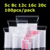 100PCS 5C 8C 12C 16C 20C 포장 가방 Resealable Mylar Bag 다중 크기 냄새 증명 클리어 지퍼 식품 사탕 저장 패키지 가방 A12