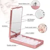 Draagbare Dame LED Light Make Mirror met Wimpers Case Organizer Folding Touch Screen Spiegels 5 Pairs Washes Lade Opbergdoos 12 LEDs Lamp Reizen Make-up Gereedschap