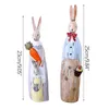 Strongwell Vintage Old Imitation Wood Carving Creative Couple Rabbit Figurine Resin Crafts Statue Home Decoration Birthday Gifts 210607