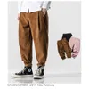 Mens corduroy harem byxor 2020 höst kinesisk stil byxor mens solida svarta sweatpants manliga lösa byxor x0723