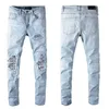 Мужские дизайнерские джинсы джинсы Hip Bants Patch Patch Packed Ruped Biker Jean Slim Fit Denim Firmati da Uomo269e