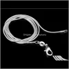 Catene Collane Pendenti 1Mm Collana con serpente placcato argento sterling 925 Chiusure per aragosta Catena di gioielli 16 18 20 22 24 pollici