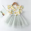 Girls Casual Dress Summer Kids Cute Bowtie es Children Lovely Mesh Party Costumes Baby Clothing 210429