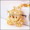 Sleutelringen Sieraden Rhinestone Purse Bag Gesp Hanger Fairy Tale Carriage Pumpkin Chains AB voor Auto Sleutelhangers Sleutelhangers Drop Levering 2021 ID