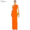 Sommer Mode Elegante Frau Bandage Kleid Sexy Rundhals Sleeveless Strumpfhosen Orange Lange Promi-Party 210527