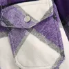 BLSQR Élégant Poches Lâche Plaid Veste Manteau Femmes Casual Revers À Manches Longues Survêtement Violet Mignon Filles Chic Streetwear 210430