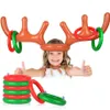 Jul Party Game Uppblåsbara Santa Rolig Reindeer Antler Hat Ring Toss Christmas Kids Gift New Year Xmas Utomhus Uppblåsta leksaker