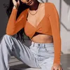 Sollinarry Sexy Sexy Dest Hollow Out Cross Velet Blouse Лето с длинными рукавами