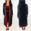 Nouvelle Arrivée Survêtements Noir Rayé 3 Pièces Ensembles Tenues Décontractées Longue Cape Sans Bretelles Salopette Body Femmes Vêtements Costumes grande taille