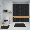 Fashion Striped Printed Bath Mats Home Bathroom Waterproof Shower Curtains Toilet Cover Mats Four Piece Set