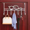 High quality 7-Hook over door hanger Iron Art Bag Clothes Key Scarf Hanging Holder Bathroom Kitchen Home Back Door organizer 210609