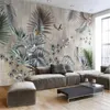 壁紙北欧の植物の葉レトロなカスタム壁画の家の装飾の自己接着性の壁紙ベッドルームPO 3Dの壁紙Papel de Parede