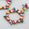 Brincos de declaração moda extravagante colorido strass cristal grinalda para mulheres meninas jóias pendurado lustre3757829