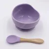 Cuenco complementario de silicona para bebé, vajilla para bebé, cuencos resistentes a roturas, juegos de cucharas, platos de Gel de sílice de grado alimenticio DAW35