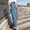 Vintage Dżinsowy Spoder Plus Rozmiar Chłopak Jeans Elastyczna Talia Bawełniana Luźna Płukanka Wysoka Kobieta Streetwear 10424 210518